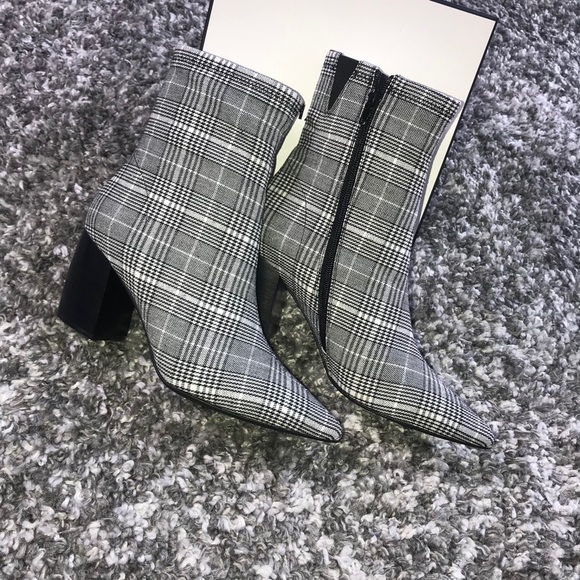 Jeffrey Campbell Sport Plaid Pointy Toe Bootie in Gray - Picture 10 of 17